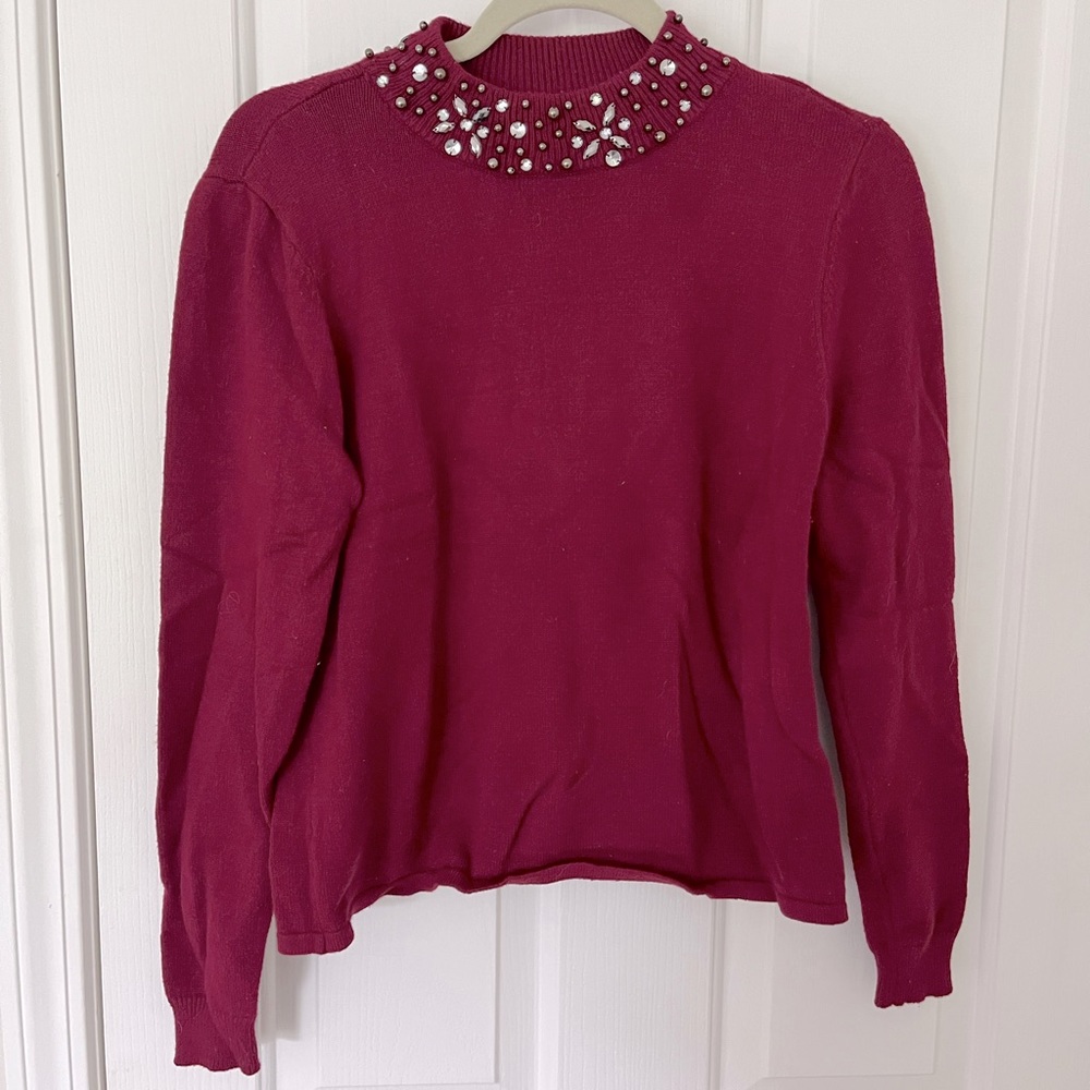 Embellished Neck Sweater